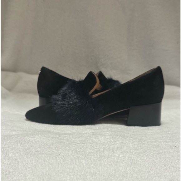 Kate Spade Navy Suede Faux Fur Trim Pumps Size 7 - Picture 4 of 10
